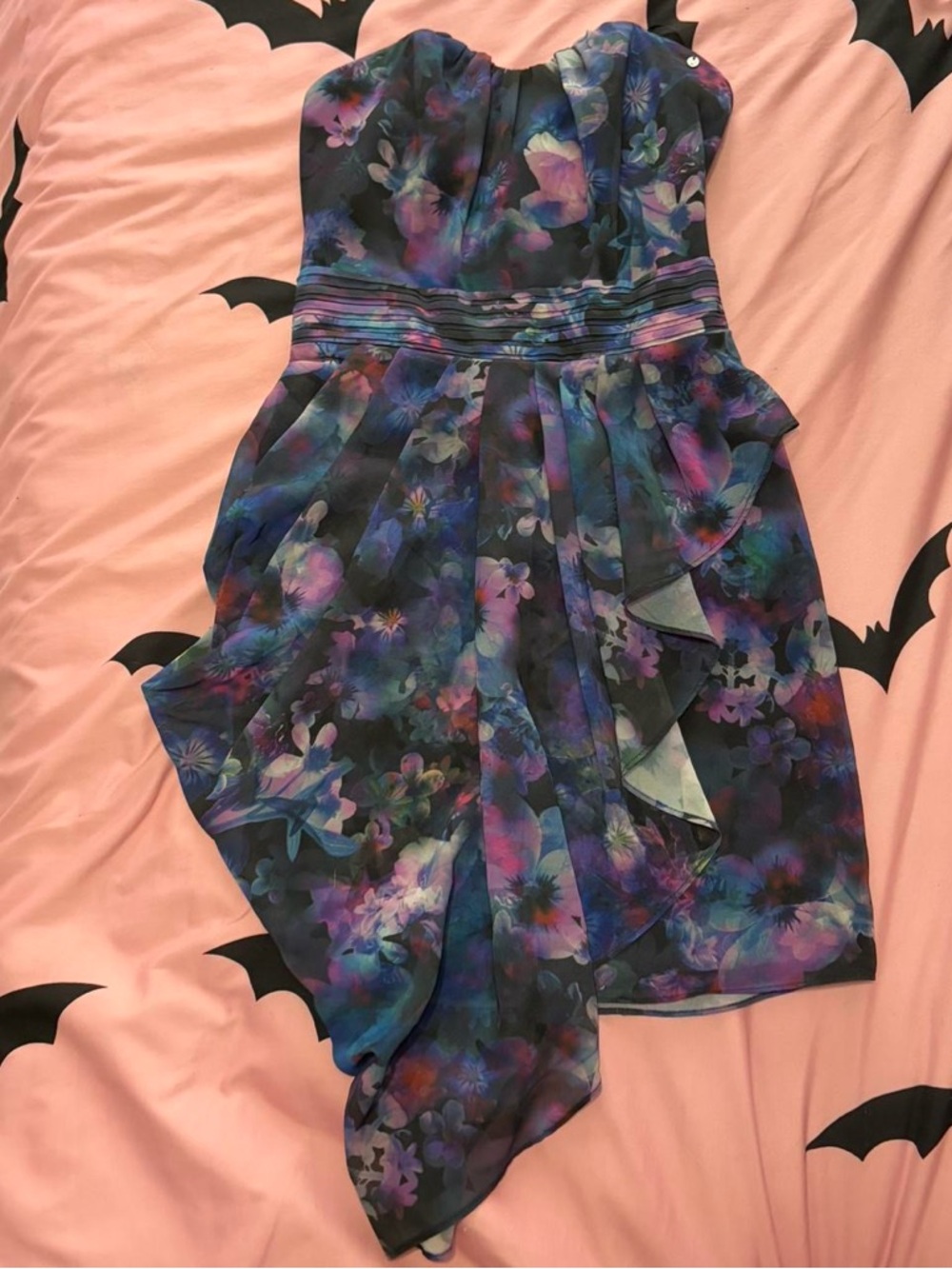 Guess Floral Strapless Cocktail Dress